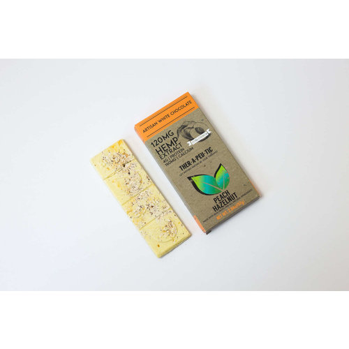 THERAPEUTIC TREATS Therapeutic Treats Peach Hazelnut White Chocolate, 120mg, 2.04oz. THERAPEUTIC TREATS Therapeutic Treats Peach Hazelnut White Chocolate, 120mg, 2.04oz.