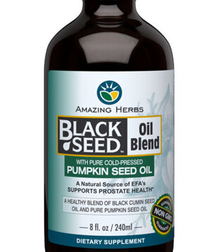 Amazing Herbs Black Seed Oil Blend w/Pumpkin Seed Oil, 8oz. DISCO