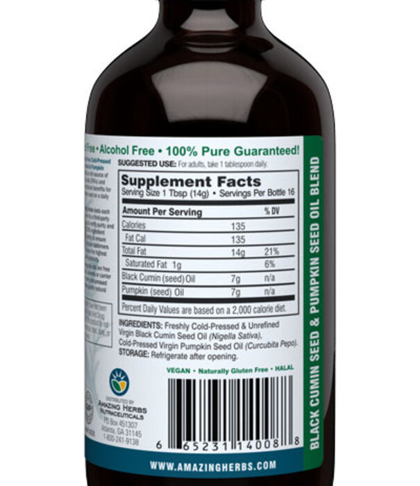 AMAZING HERBS Amazing Herbs Black Seed Oil Blend w/Pumpkin Seed Oil, 8oz. DISCO