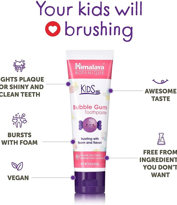 Himalaya Himalaya Kids Toothpaste, Bubble Gum, 4oz.