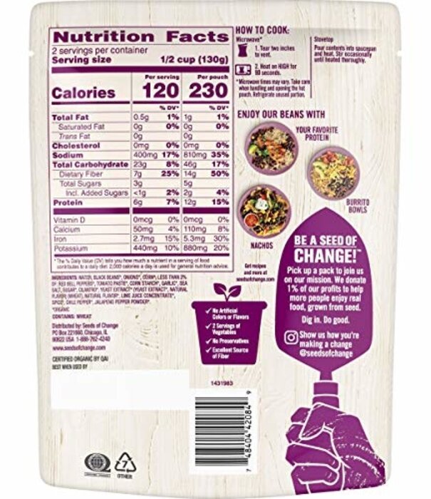 Seeds of Change Seeds of Change Mexican Black Beans, Organic, 9.2oz