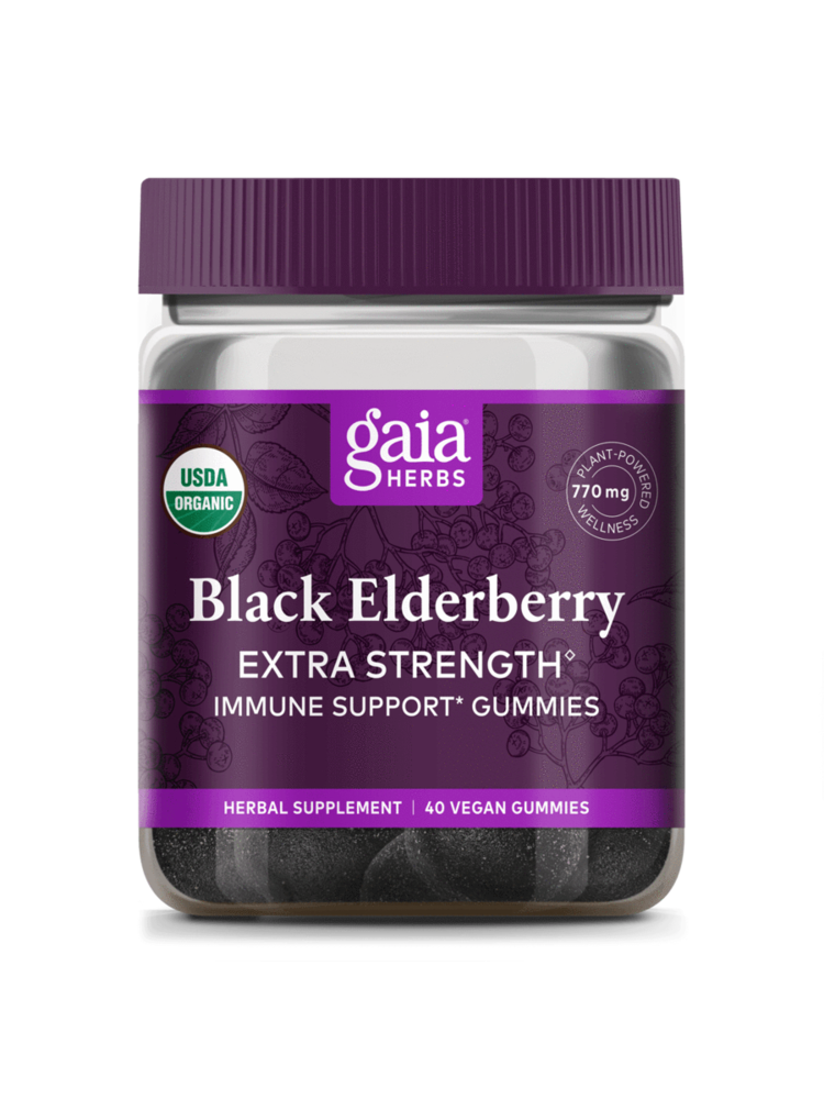 GAIA HERBS Gaia Black Elderberry Extra Strength Gummies, 40ct