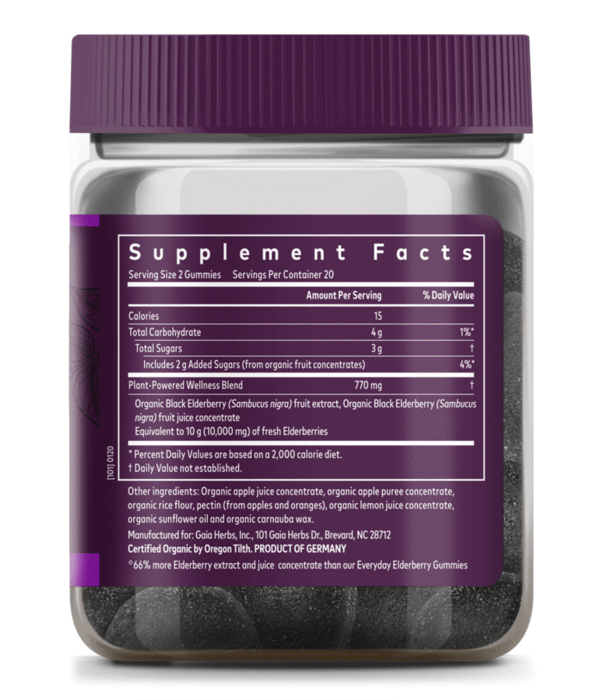 GAIA HERBS Gaia Black Elderberry Extra Strength Gummies, 80ct