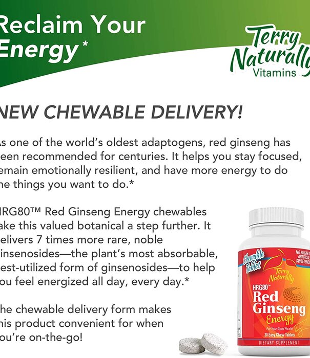 TERRY NATURALLY Terry Naturally Red Ginseng Energy Chewables, 30ch.