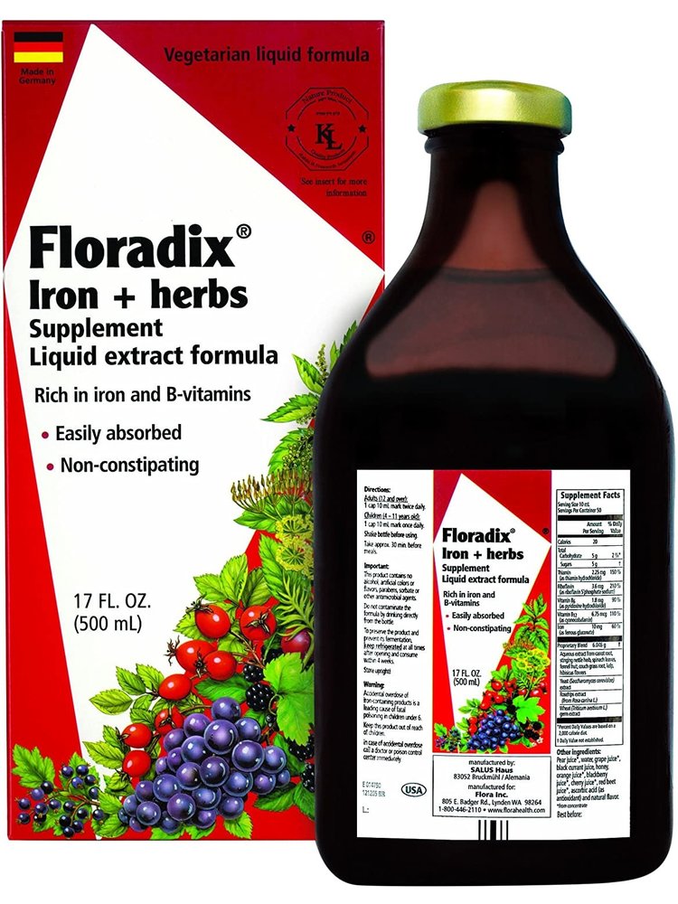 Flora Flora Floradix Iron & Herbs, Vegetarian, 17oz.