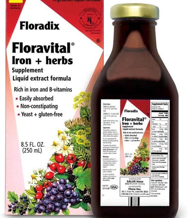 Flora Salus Floradix Iron & Herb, Vegetarian, 8.5oz. **