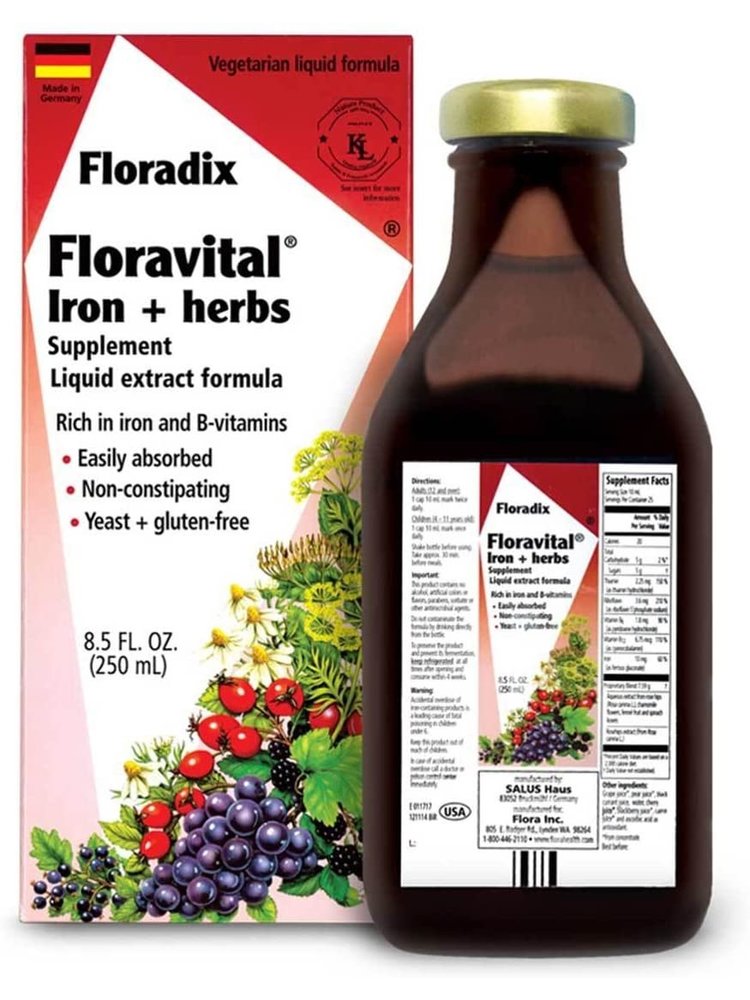 Flora Flora Floradix Iron & Herb, Vegetarian, 8.5oz.
