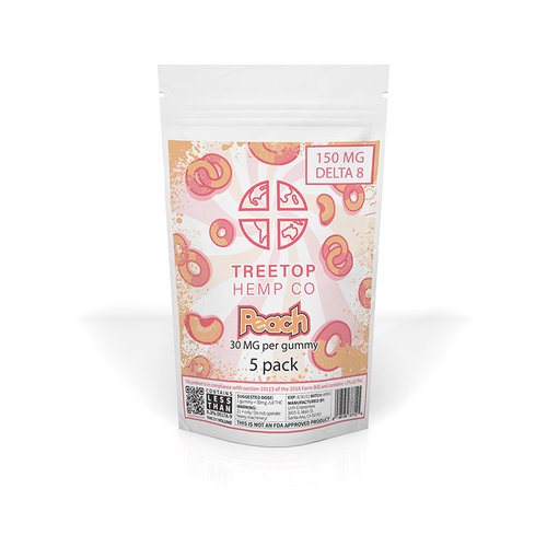 Treetop Hemp Treetop Hemp, D8 Gummies, Peach, 300mg, 5pk Treetop Hemp Treetop Hemp, D8 Gummies, Peach, 300mg, 5pk