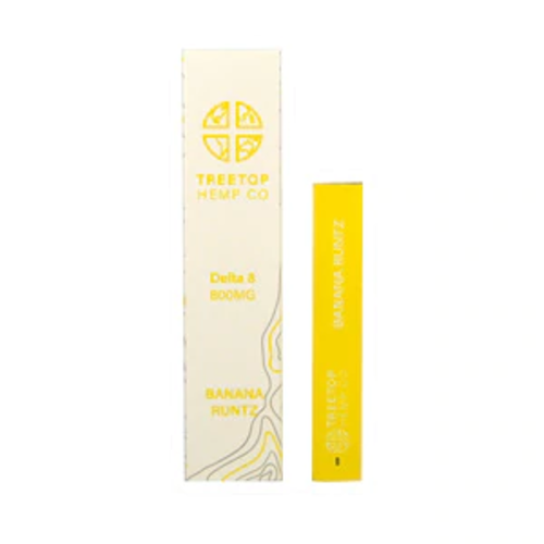 Treetop Hemp Treetop Hemp, D8 Disposable Vape, Banana Runtz, 1 gram, 800mg Treetop Hemp Treetop Hemp, D8 Disposable Vape, Banana Runtz, 1 gram, 800mg