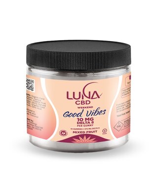 Luna Weekend GOOD VIBES D8 Gummies, 10mg, 15ct