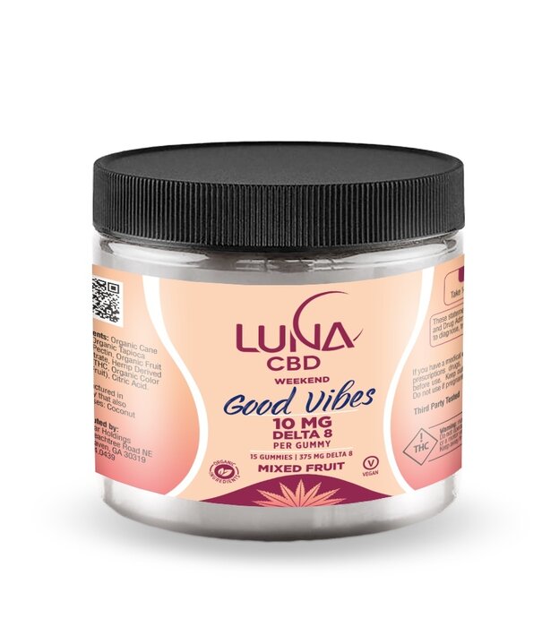 LUNA CBD Luna Weekend GOOD VIBES D8 Gummies, 10mg, 15ct