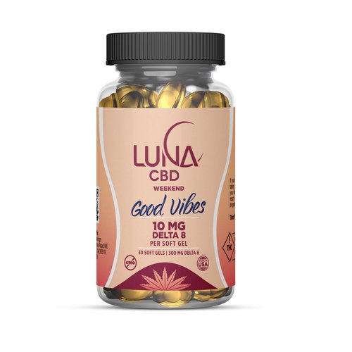 LUNA CBD Luna Weekend GOOD VIBES D8 Softgel, 10mg, 30ct LUNA CBD Luna Weekend GOOD VIBES D8 Softgel, 10mg, 30ct