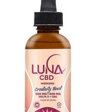 Luna Weekend CREATIVITY BOOST 500mg D8 + 500mg CBG Tincture, 1oz.