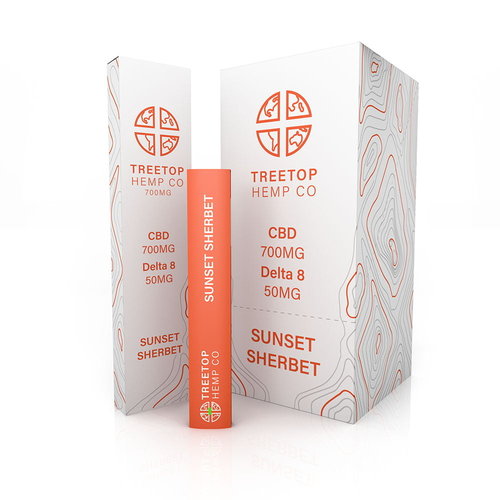 Treetop Hemp Treetop Hemp, D8 +CBD Disposable Vape, Sunset Sherbert, 1 gram, 700mg CBD:50mg D8 Treetop Hemp Treetop Hemp, D8 +CBD Disposable Vape, Sunset Sherbert, 1 gram, 700mg CBD:50mg D8