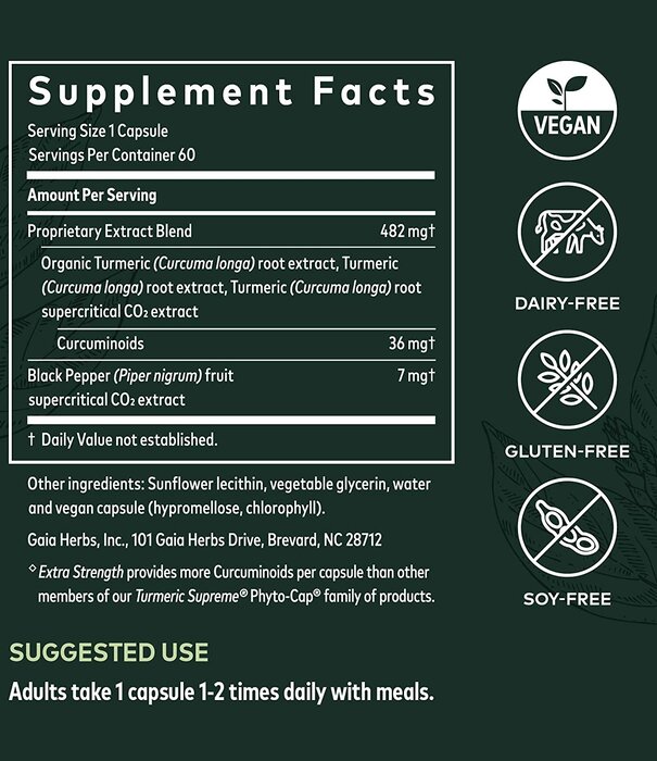 GAIA HERBS Gaia Turmeric Supreme Extra Strength, 60cp.