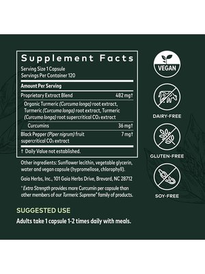 GAIA HERBS Gaia Turmeric Supreme Extra Strength, 120cp