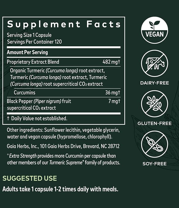 GAIA HERBS Gaia Turmeric Supreme Extra Strength, 120cp