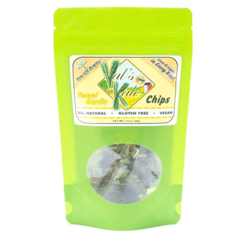 Val's Kale Chips Val's Kale Chips, Sweet Garlic, 2oz. Val's Kale Chips Val's Kale Chips, Sweet Garlic, 2oz.