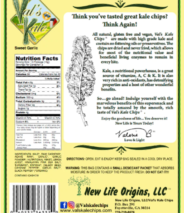 Val's Kale Chips Val's Kale Chips, Sweet Garlic, 2oz.