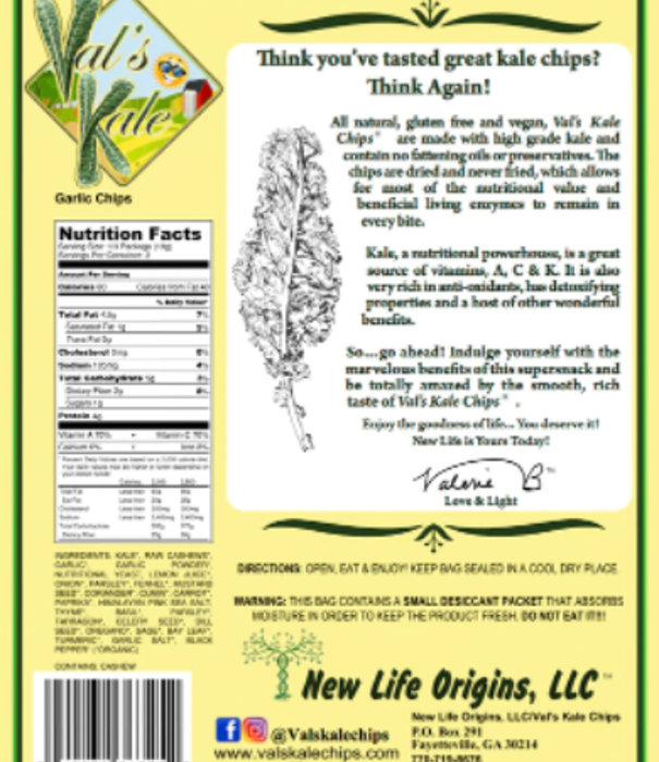 Val's Kale Chips Val's Kale Chips, Garlic, 2oz.