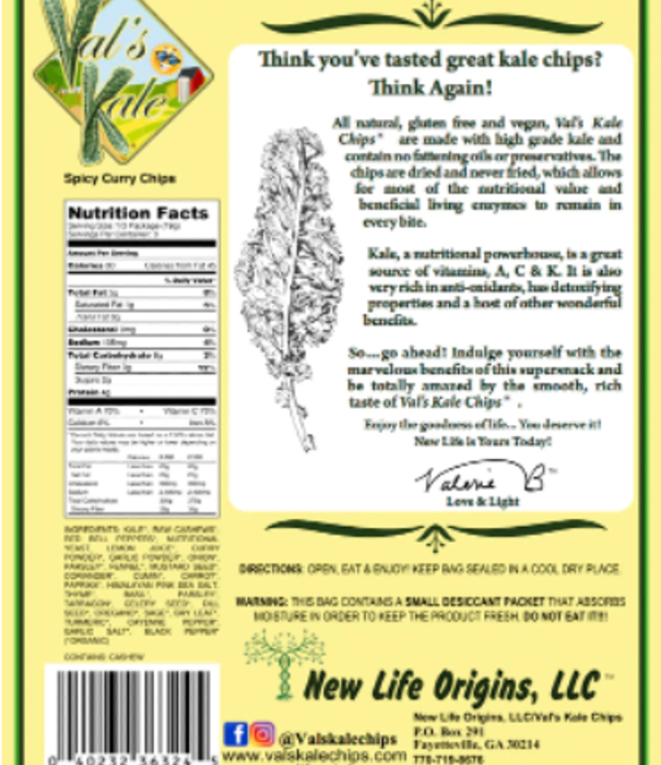 Val's Kale Chips Val's Kale Chips, Spicy Curry, 2oz.