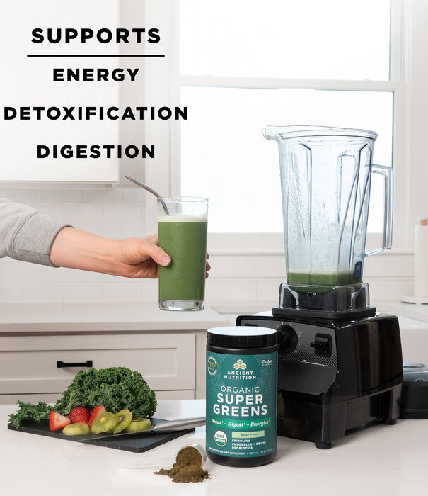 Ancient Nutrition Ancient Nutrition Super Greens, Mint, Organic, 205g.