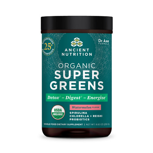 Ancient Nutrition Ancient Nutrition Super Greens, Watermelon, Organic, 250g.