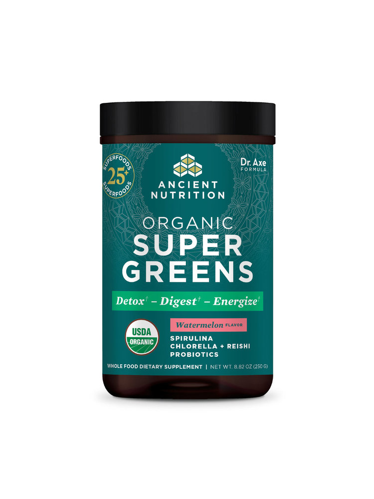 Ancient Nutrition Ancient Nutrition Supergreens, Watermelon, Organic, 250g.