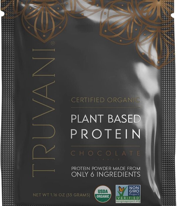 Truvani Chocolate Plant Protein Powder, Box of 10