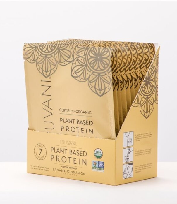 Truvani Banana Cinnamon Plant Protein Powder, Box of 10