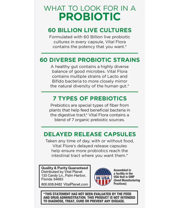 Vital Planet Vital Flora Adult 55+ Daily Probiotic, Refrig, 30vc