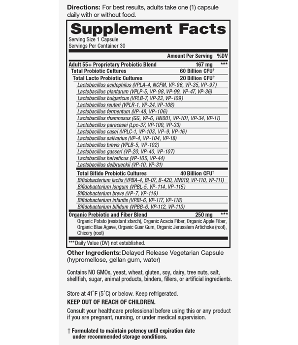 Vital Planet Vital Flora Adult 55+Daily Probiotic, SS, 30vc