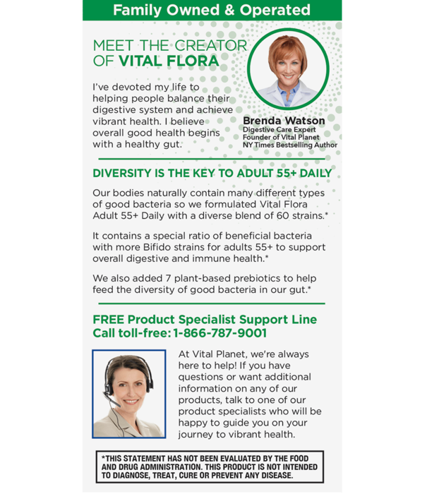 Vital Planet Vital Flora Adult 55+Daily Probiotic, SS, 30vc