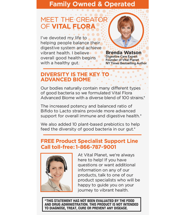 Vital Planet Vital Flora Advanced Biome Probiotic, SS, 30vc