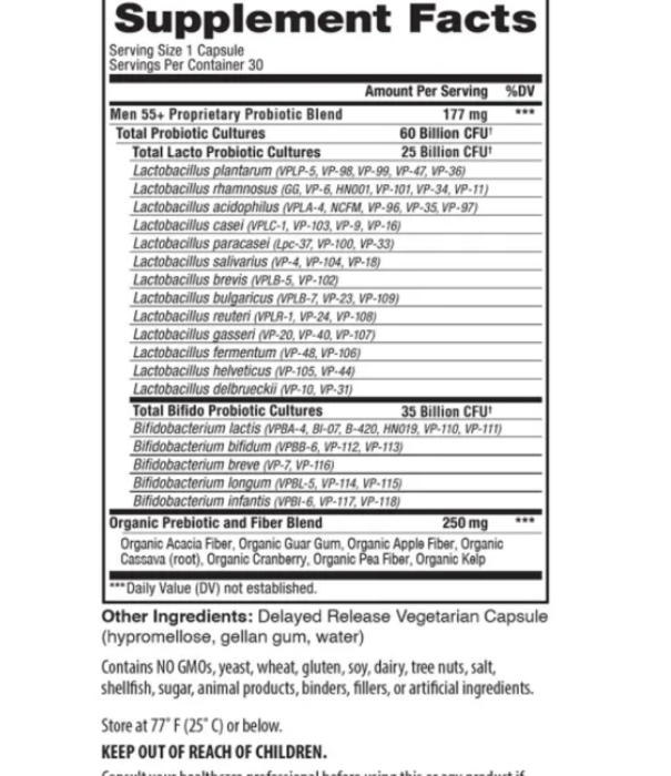 Vital Planet Vital Flora Men's 55+Daily Probiotic, SS, 30vc