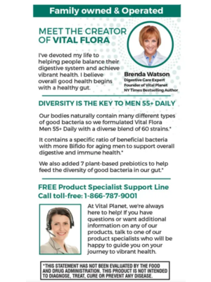 Vital Planet Vital Flora Men's 55+Daily Probiotic, SS, 30vc