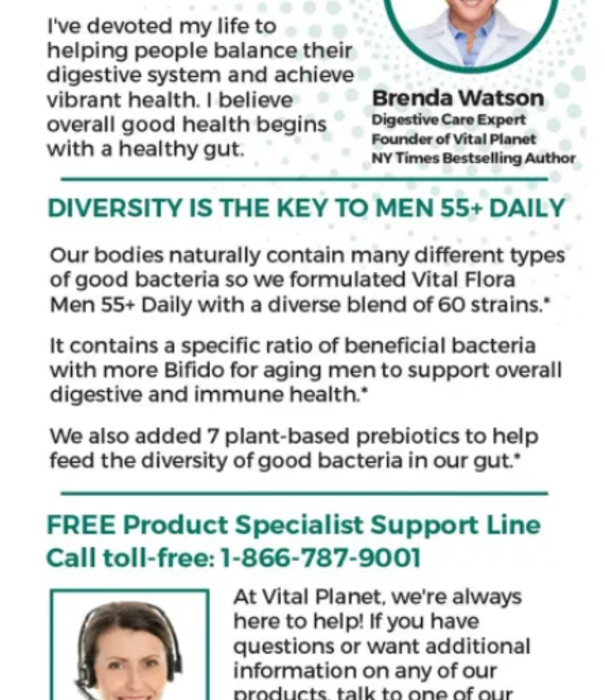 Vital Planet Vital Flora Men's 55+Daily Probiotic, SS, 30vc