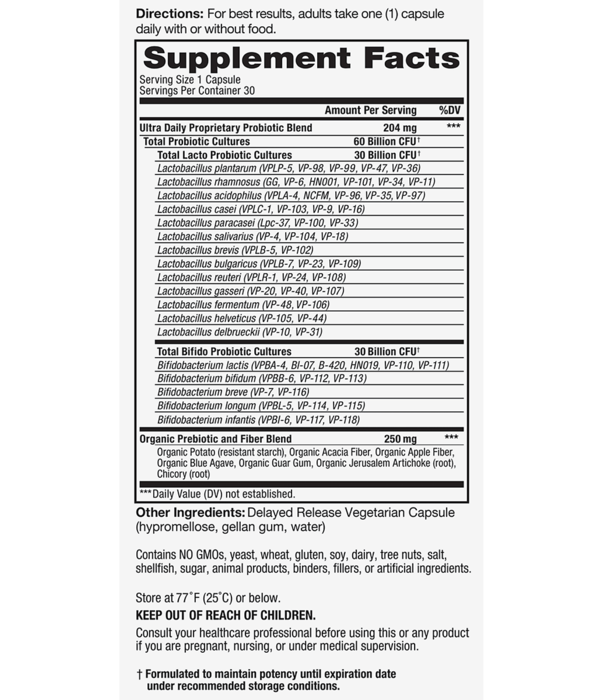 Vital Planet Vital Flora Ultra Daily Probiotic, SS, 30vc