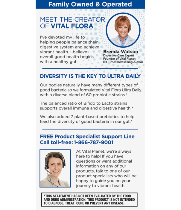 Vital Planet Vital Flora Ultra Daily Probiotic, SS, 30vc