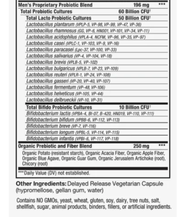 Vital Planet Vital Flora Men's Daily Probiotic, SS, 30vc