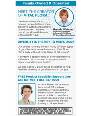 Vital Planet Vital Flora Men's Daily Probiotic, SS, 30vc