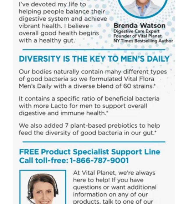 Vital Planet Vital Flora Men's Daily Probiotic, SS, 30vc