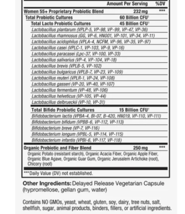 Vital Planet Vital Flora Women's 55+ Daily Probiotic, SS, 30vc