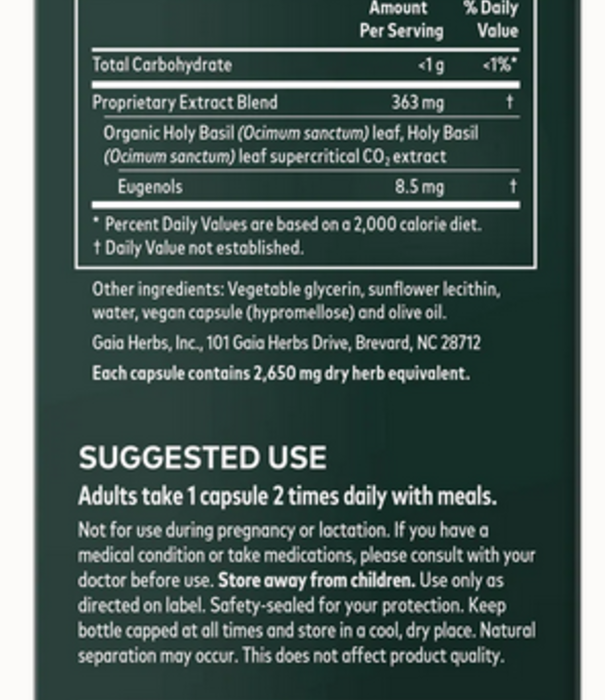 Gaia Holy Basil Leaf, 60cp