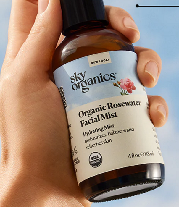 Sky Organics Organic Rose Water Facial Minst, 4oz