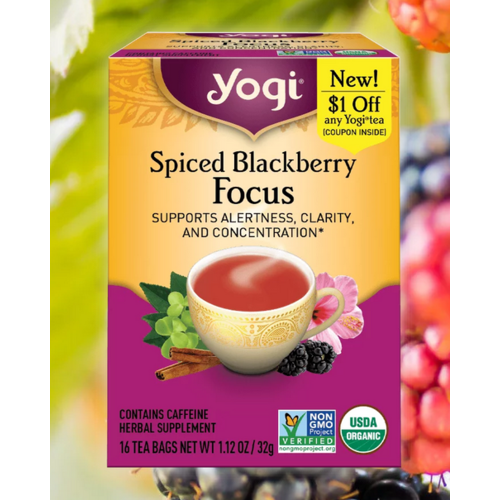 Yogi Tea, Focus, Spiced Blackberry, Organic, 16bgs
