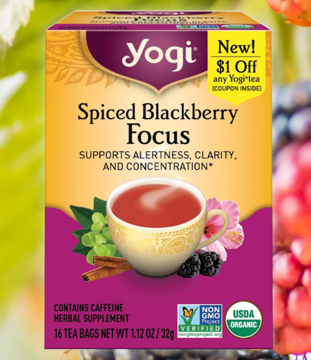 Yogi Tea, Focus, Spiced Blackberry, Organic, 16bgs