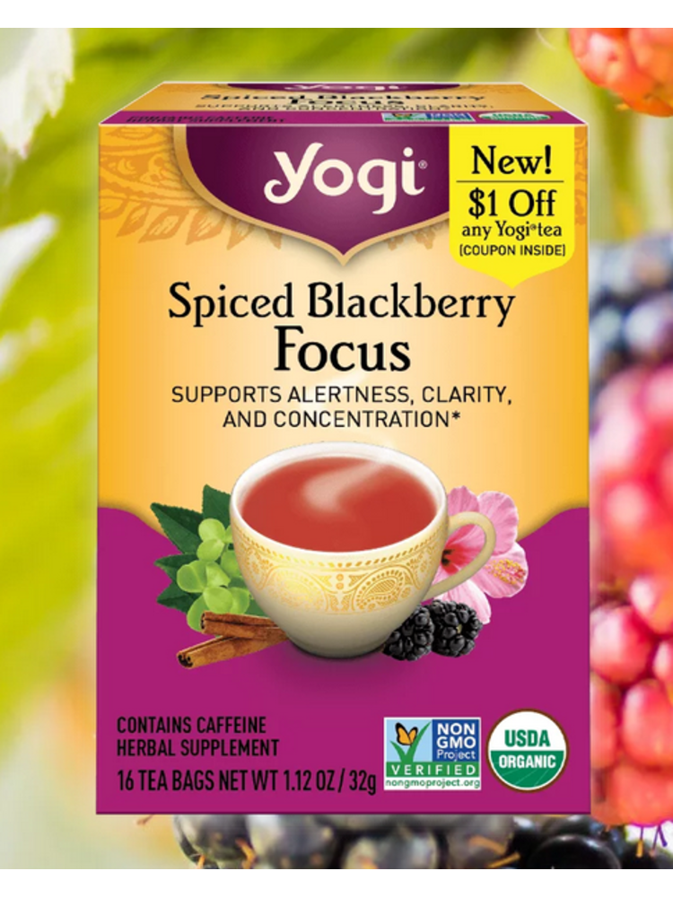Yogi Tea, Focus, Spiced Blackberry, Organic, 16bgs