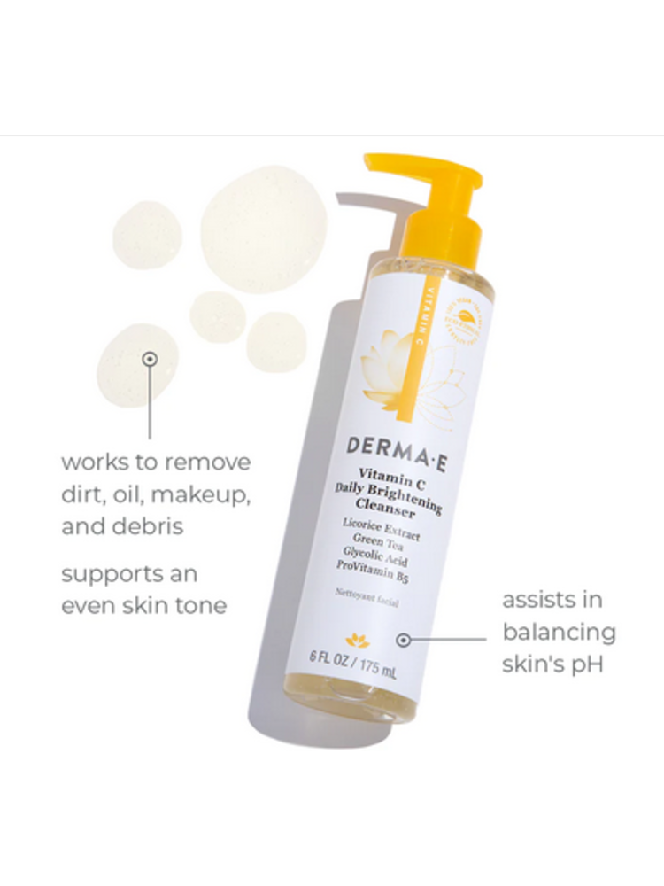 Derma E Cleanser, Daily Brightening, 6oz.