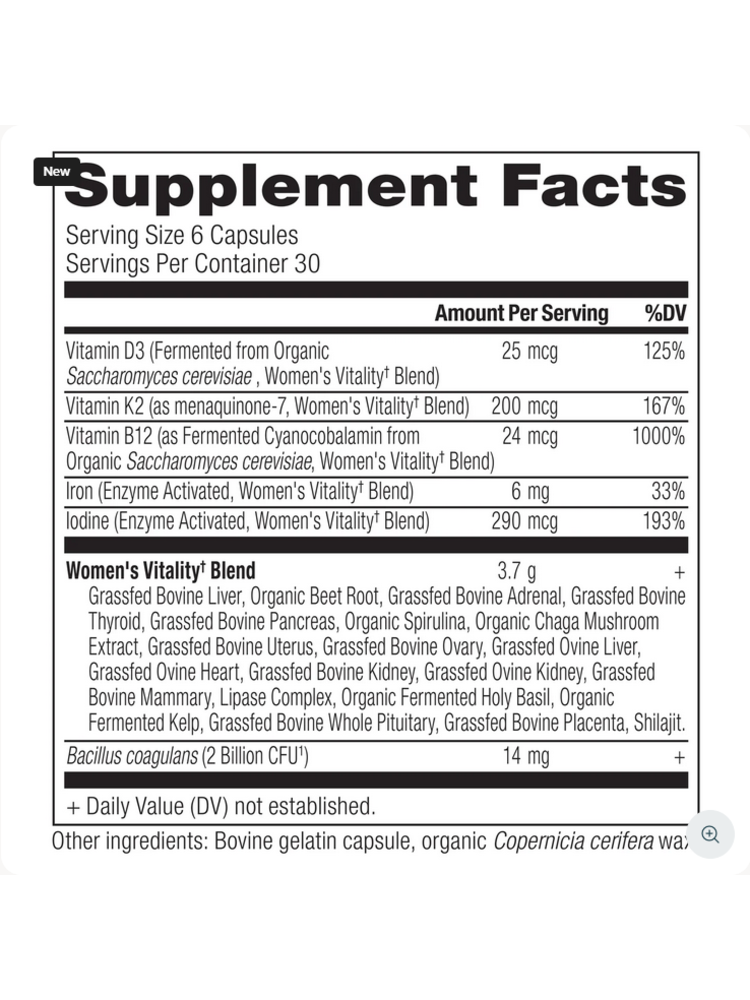Ancient Nutrition Ancient Nutrition Women's Vitality Blend Glandular, 180ct